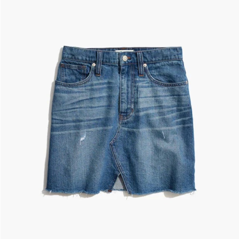 Madewell Rigid Denim A-Line Mini Skirt in Keene Wash: Cutout Edition
